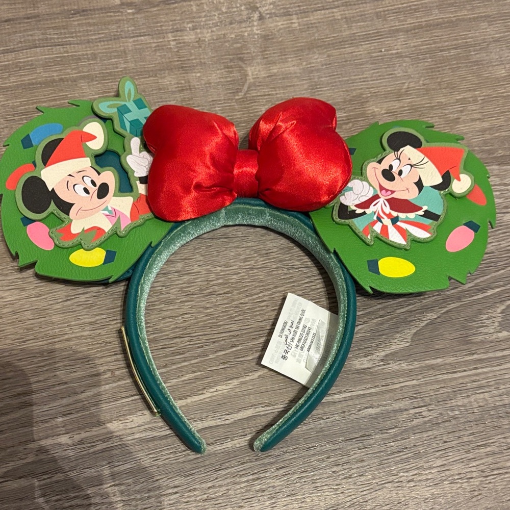 Disney Mickey Mouse Holiday Headband with Red Bow
